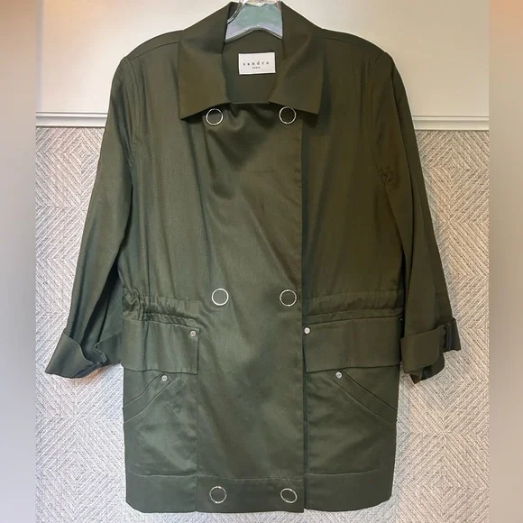 Sandro Olive Trench Coat - Picture 2 of 15